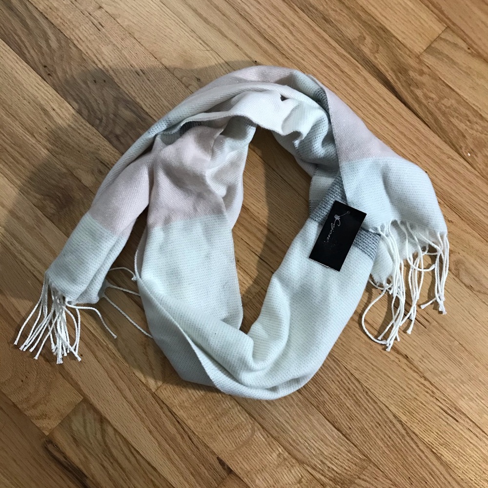 Cejon Striped Scarf with Fringe Ivory, Pink, Grey